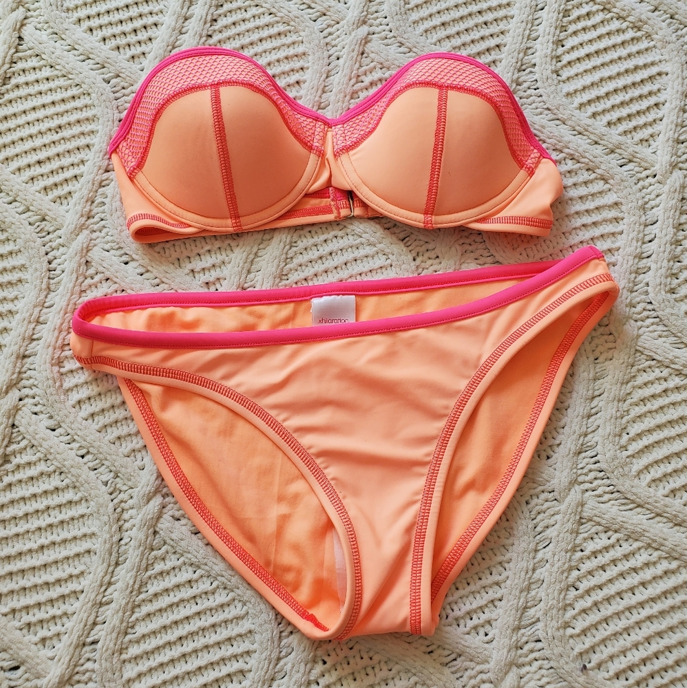 Xhilaration Neon Orange and Pink Bikini Set